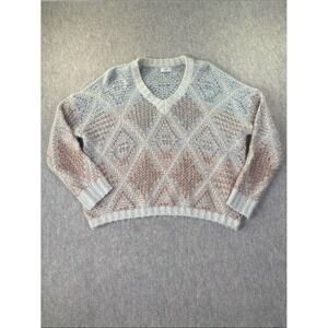 Common Threads Multi-color Diamond V-Neck Sweater‎ Cream Pink MP/LP
